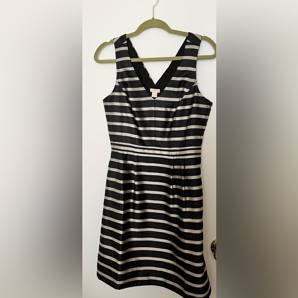 J Crew VNeck A-line Black & Silver Special Occasion Dress Size 6